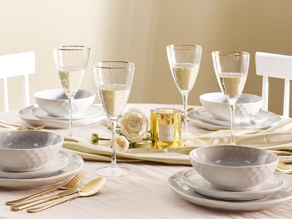 Vinglas klart glas 4 stk sæt guld rød 38 cl mundblæst retro moderne stil stue køkkenbord