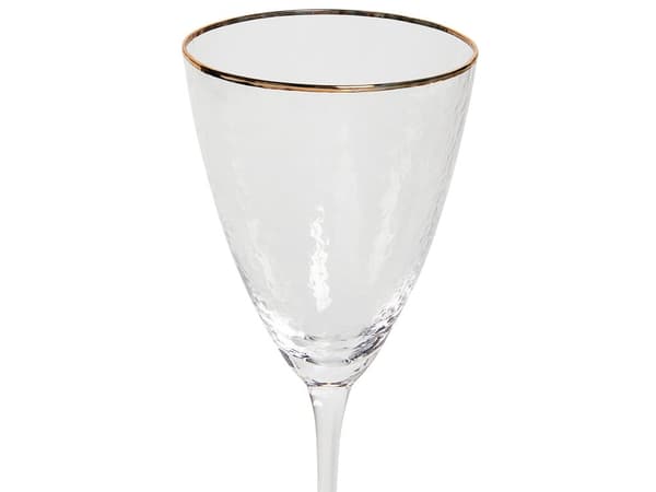 Vinglas klart glas 4 stk sæt guld rød 38 cl mundblæst retro moderne stil stue køkkenbord