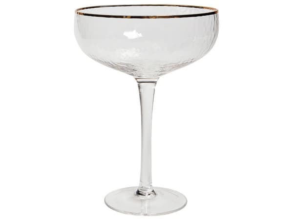 Samppanjalasi kirkas lasi 4 kpl setti laakea kultareunainen 45 cl käsinpuhallettu retro moderni