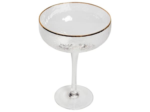 Samppanjalasi kirkas lasi 4 kpl setti laakea kultareunainen 45 cl käsinpuhallettu retro moderni