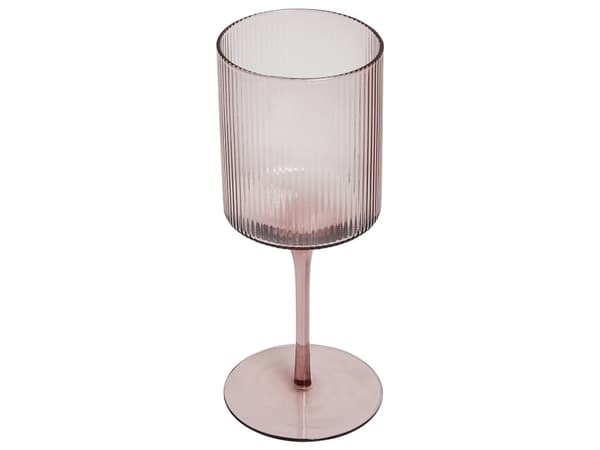 Viinilasi pastellipinkki lasi 4 kpl setti uurrettu läpinäkyvä 38 cl käsinpuhallettu retro moderni