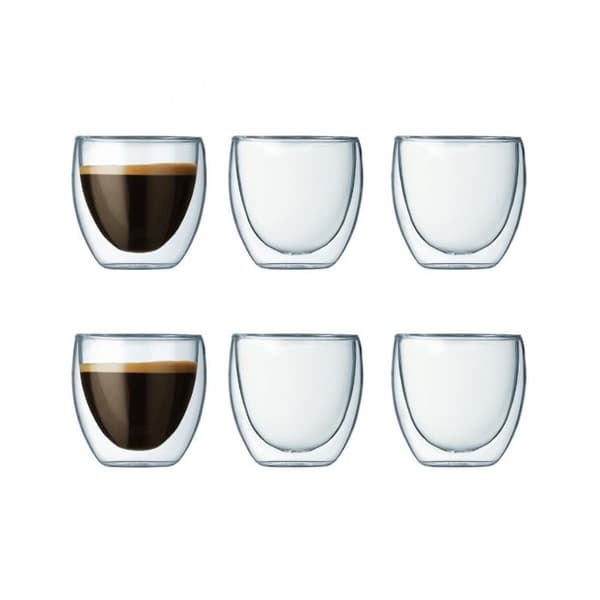 Koppar - Bodum - Set med 6 koppar 0,08L - Dubbelvägg - Borosilikatglas - Orange