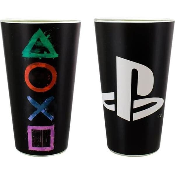 Glas - PlayStation - Logotyp - 400 ml - Svart - Tål diskmaskin