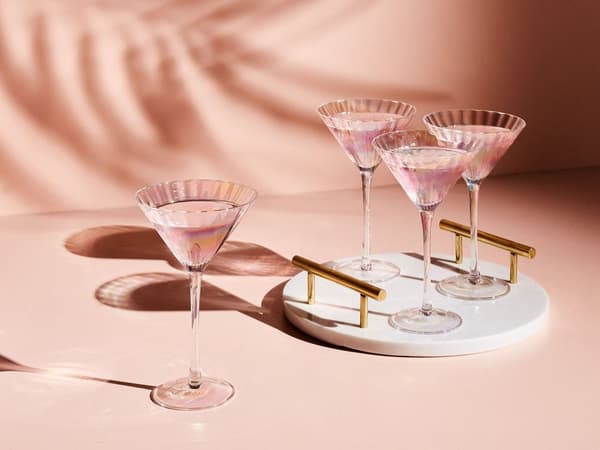 Martiniglas 4 st Transparent Iriserande Finish Handblåsta Cocktailglas 22 cl 4 st Set