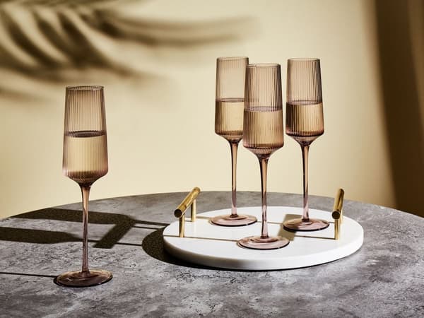 Champagneglas 4 st Rosa Transparent Handblåsta 22 cl 4 st Set