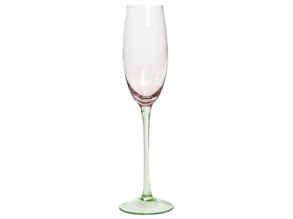 Champagneglas 4 st Rosa Grön Transparent Handblåsta 20 cl Set