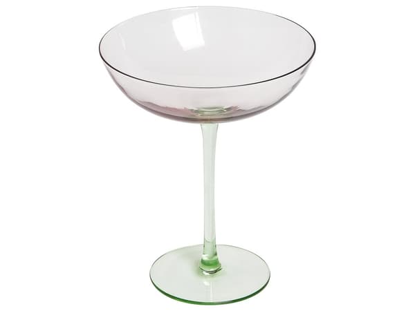 Martiniglas 4 st Rosa Grön Transparent Handblåsta 25 cl Set