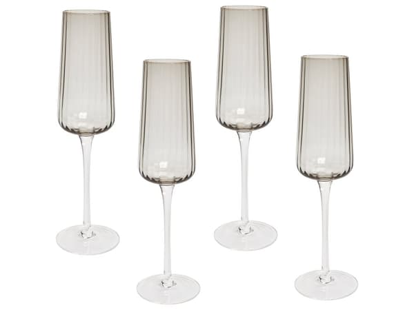Champagneglas 4 st Grå Transparent Handblåsta 23 cl Set Coupe Glas