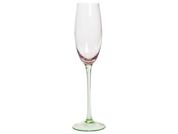 Sett med 4 Champagneglass Rosa Grønn Transparent Håndblåst, 20 cl