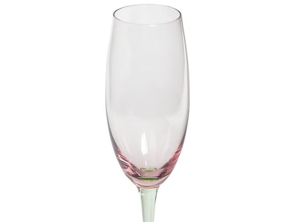 Sett med 4 Champagneglass Rosa Grønn Transparent Håndblåst, 20 cl