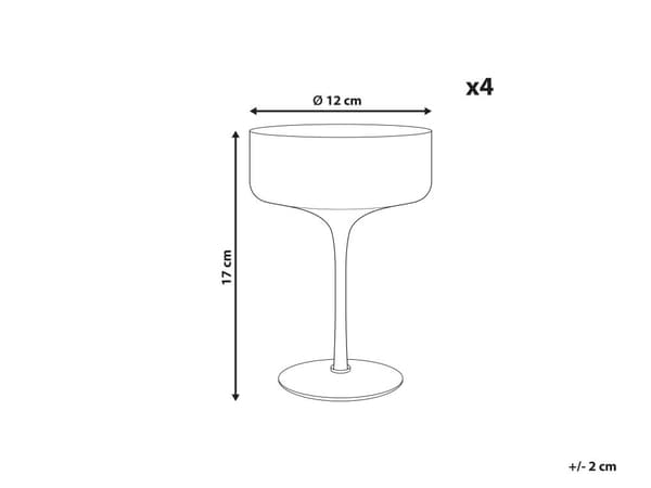 Sett med 4 Rosa Transparente Håndblåste Champagneskåler 33 cl