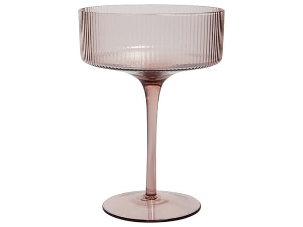 Sett med 4 Rosa Transparente Håndblåste Champagneskåler 33 cl