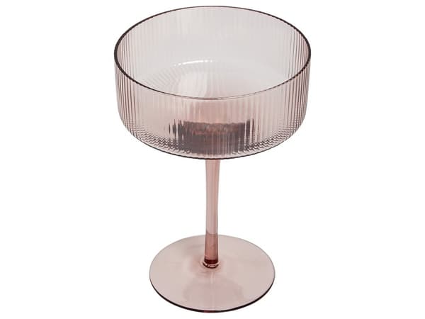 Sett med 4 Rosa Transparente Håndblåste Champagneskåler 33 cl