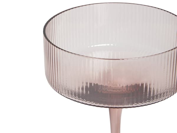 Sett med 4 Rosa Transparente Håndblåste Champagneskåler 33 cl
