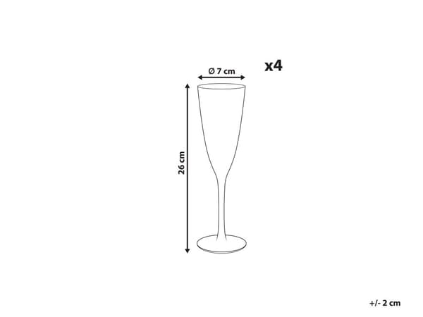 Sett med 4 Transparente Håndblåste Champagneglass 25 cl 4-delt Sett med Gullkantet
