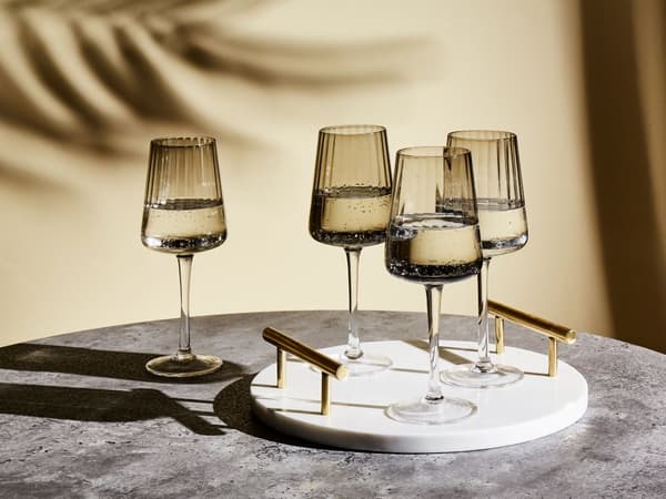 Sett med 4 Vinglass Grå Finish Håndblåst Glass 36 cl