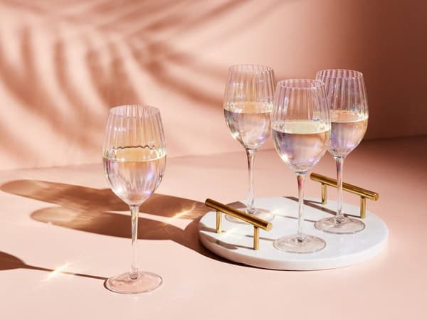 Sett med 4 Rødvinsglass Iridescent Finish Håndblåst Glass 53 cl