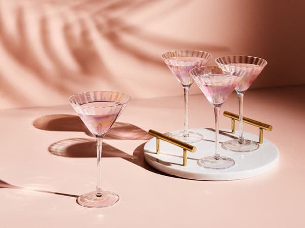Sett med 4 Martini-glass Transparent Iriserende Finish Håndblåste Cocktailglass 22 cl