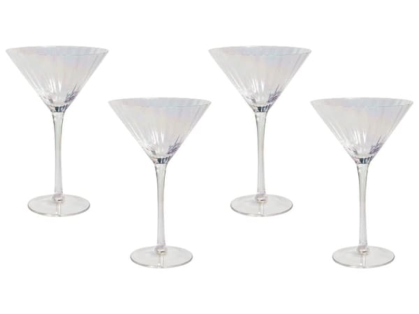 Sett med 4 Martini-glass Transparent Iriserende Finish Håndblåste Cocktailglass 22 cl