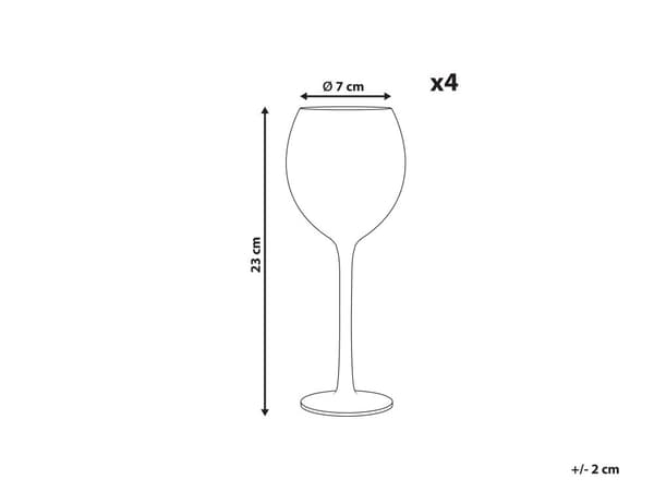 Sett med 4 Rødvinsglass Fløyter Rosa Grønne Transparente Håndblåste 36 cl