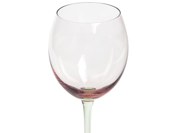 Sett med 4 Rødvinsglass Fløyter Rosa Grønne Transparente Håndblåste 36 cl