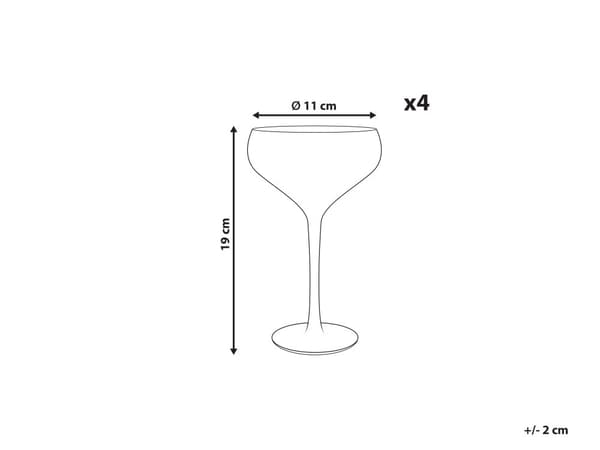 Sett med 4 Champagneglass Transparent Iriserende Finish Håndblåst Coupes Glass 30 cl