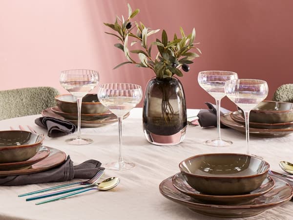 Sett med 4 Champagneglass Transparent Iriserende Finish Håndblåst Coupes Glass 30 cl
