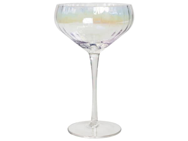 Sett med 4 Champagneglass Transparent Iriserende Finish Håndblåst Coupes Glass 30 cl