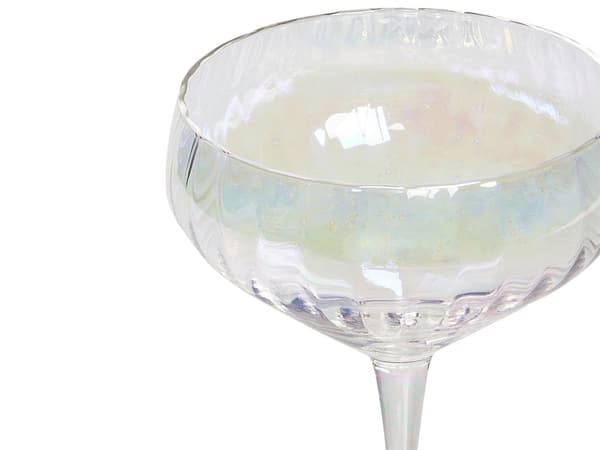 Sett med 4 Champagneglass Transparent Iriserende Finish Håndblåst Coupes Glass 30 cl