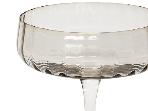 Sett med 4 Champagneglass Grå Transparent Håndblåst 17 cl