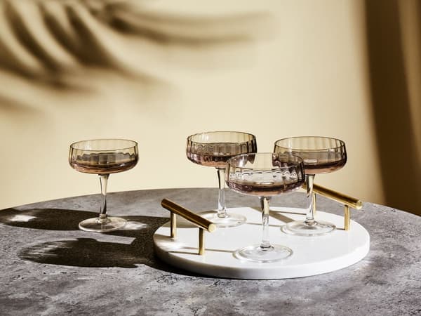 Sett med 4 Champagneglass Grå Transparent Håndblåst 17 cl