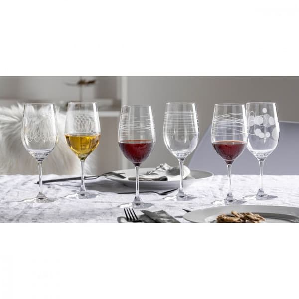 Set med 6 graverade vinglas 430ml - Leonardo - Transparent -