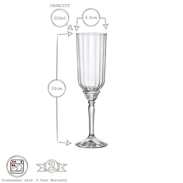 Champagneflöjter - Bormioli Rocco - Florian - 6 stycken - 210 ml - Blå