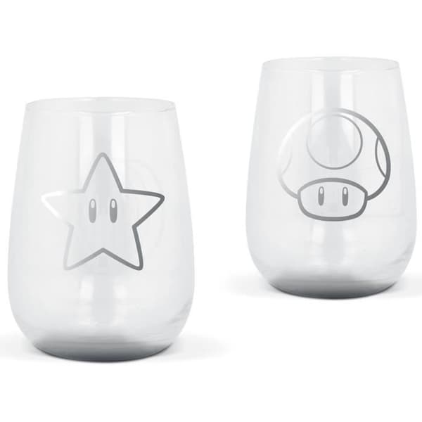 Set med glasögon - SUPERMARIO - Genomskinlig - Tål diskmaskin - Unisex - One Size