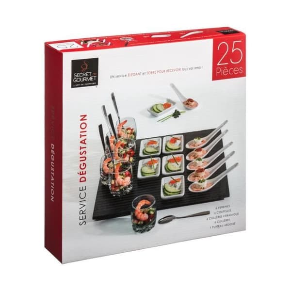 Secret de Gourmet - 25 delar fyrkantig aptitretare Set L, 30,5 x B, 6,5 x H, 30,5 cm Vit