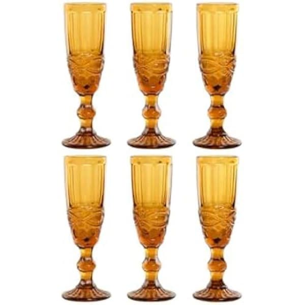 Glasögon - HOME ESPRIT - Set med 6 bärnstensfärgade glas - 150 ml - Flerfärgad - Glas
