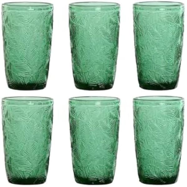 Glasögon - HOME ESPRIT - Set med gröna glasögon - 370 ml - Skaftglas - Flerfärgat - Design med relief