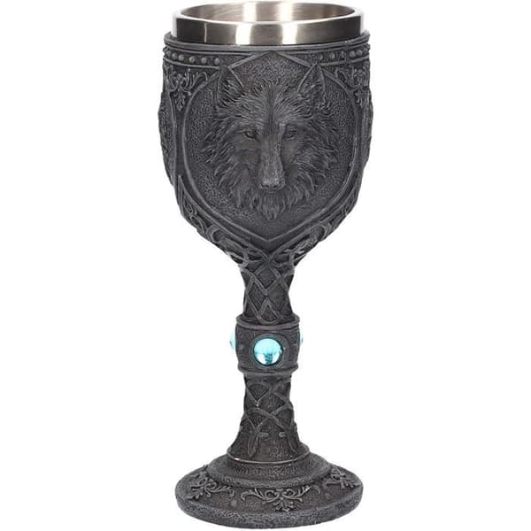 Nemesis Now - Vinglas - Night Wolf Tumbler - 23 cm - Gothic Glass - Svart