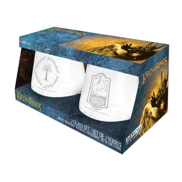 LORD OF THE RINGS Set med 2 glas Poney Fringant &amp; Träd Gondor