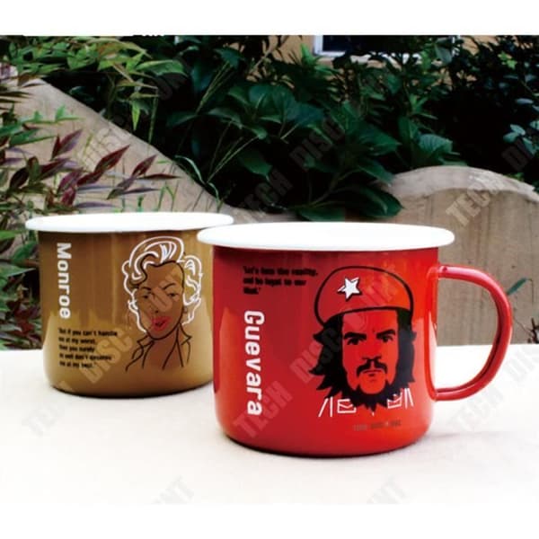 TD®-mugg med rött Guevara-mönster för kafferevolution emalj anpassad mugg kreativ teckning kamp vuxen kaffemugg kontor