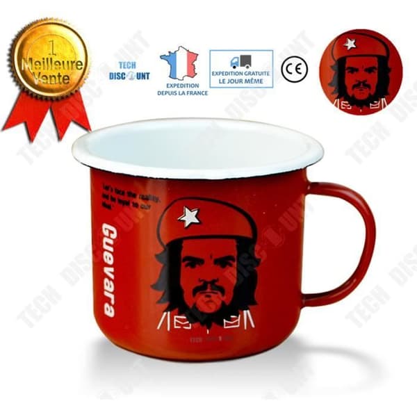 TD®-mugg med rött Guevara-mönster för kafferevolution emalj anpassad mugg kreativ teckning kamp vuxen kaffemugg kontor