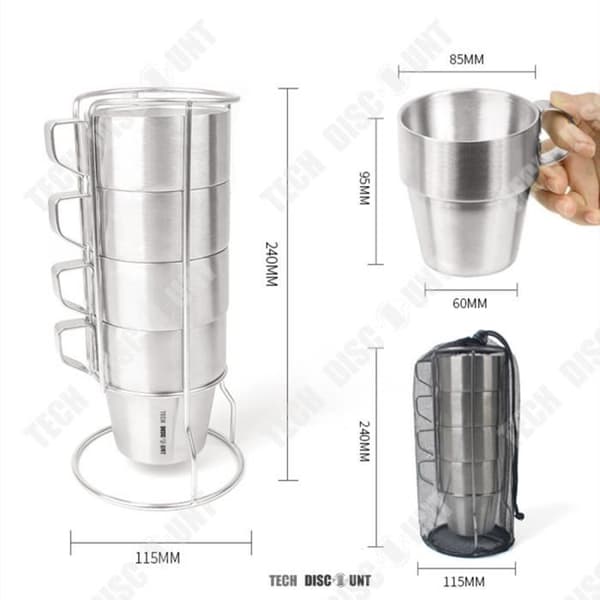 TD® original isolerad kaffemugg Set med 4 rostfritt stål te varm och kall dryck tumbler present massivt glas tvättbar