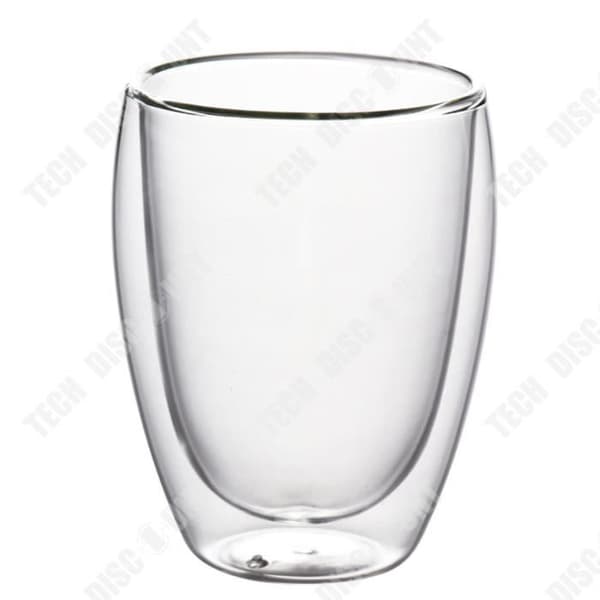 TD® Set med 6 kaffe-/espresso-/espressokoppar - 350 ml , dubbelväggigt transparent glasset för kaffe och te