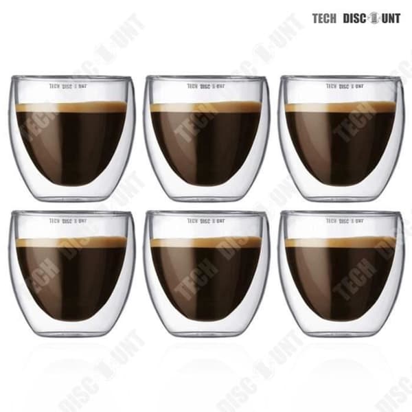 TD® förpackning med 6 espressosprit kaffeglas 450 ml Kapacitet Dubbelvägg termiskt klart glas Servera te kaffekopp c