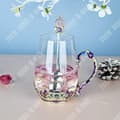 Miniatyrbild 2 av 4: TD Emalj Glaskopp 350ML Universal Crown Rund Glasmugg Kristallkopp Glas Kaffekopp Ny Glasmugg