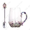 Miniatyrbild 1 av 4: TD Emalj Glaskopp 350ML Universal Crown Rund Glasmugg Kristallkopp Glas Kaffekopp Ny Glasmugg