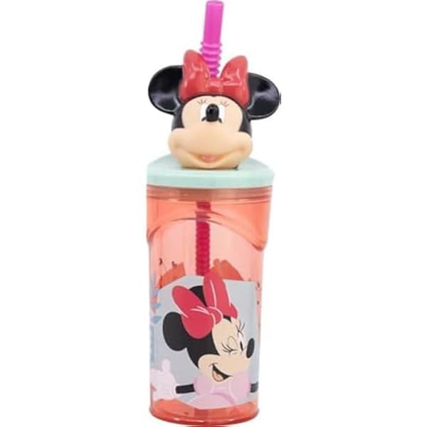 Plastmugg - Disney - Minnie - 360 ml - Integrerat sugrör - 3D-figur