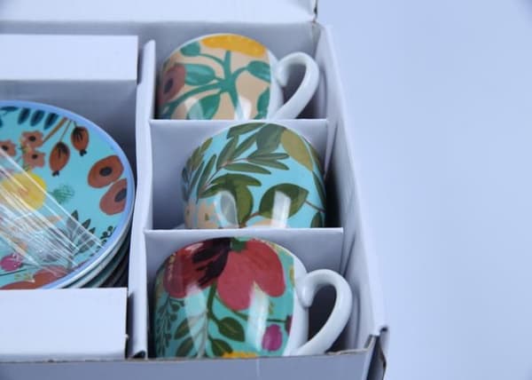 Set med 6 kaffekoppar + underkoppar "Fiori Frida" R-6491