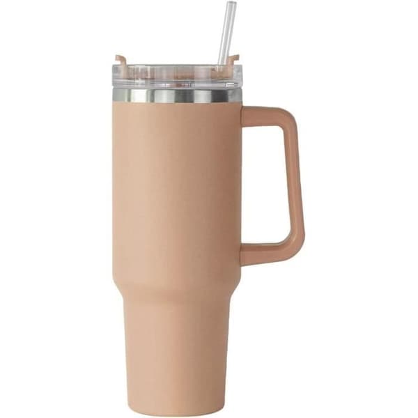 Tumbler med sugrör, Isolerad mugg med sugrör och handtag, Resekopp med vakuum för kvinnor och män