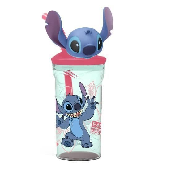 Tumlare - STITCH - 360ml - Integrerat sugrör - 3D-figur - BPA-fri